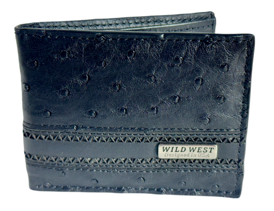 Wild West Black Ostrich Men’s Wallet